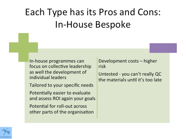 Pros and Cons of In-house bespoke